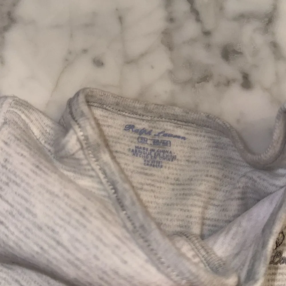 RALPH LAUREN STRIPE GREY/WHITE TEDDY FOOTIE 3M